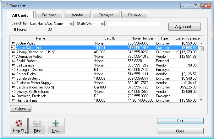 Contact card