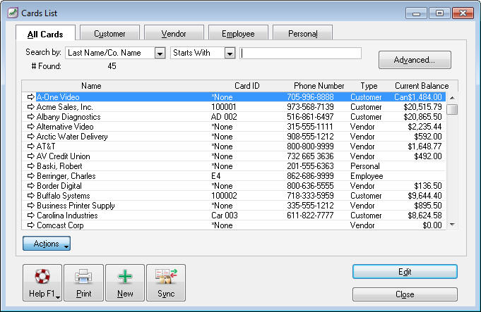 Contact card