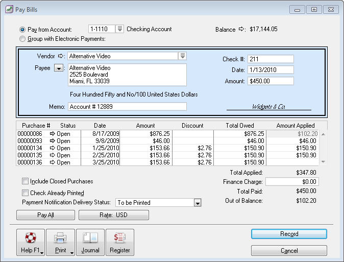 Pay vendors