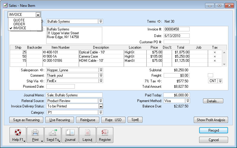 Quote, Order, Invoice